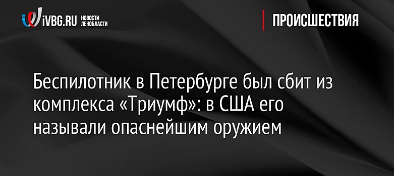 Беспилотник в Петербурге был сбит из комплекса «Триумф»: в США его называли опаснейшим оружием