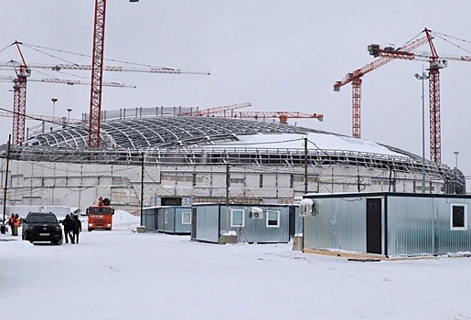 Кровлю начали монтировать на Ледовом дворце на нижегородской Стрелке