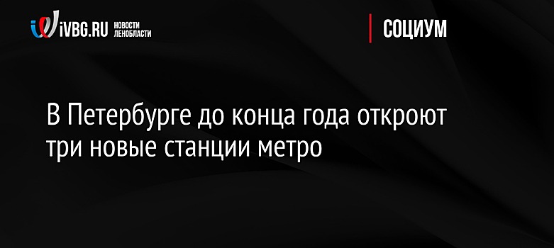 В Петербурге до конца года откроют три новые станции метро