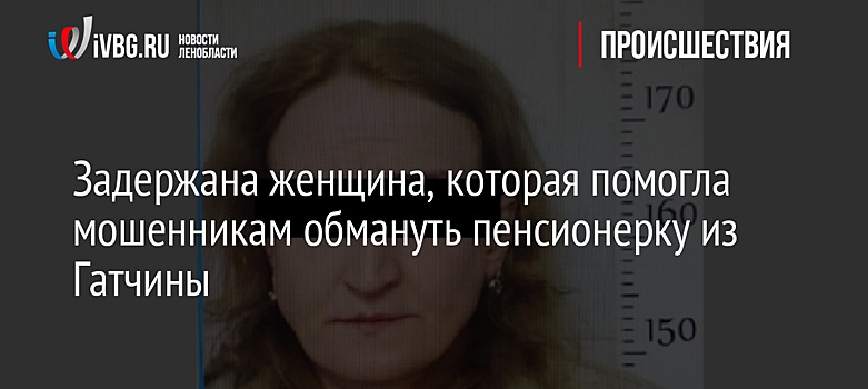 Задержана женщина, которая помогла мошенникам обмануть пенсионерку из Гатчины