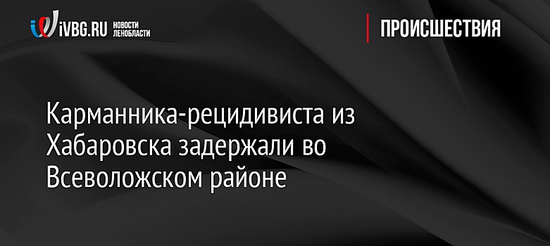 Карманника-рецидивиста из Хабаровска задержали во Всеволожском районе