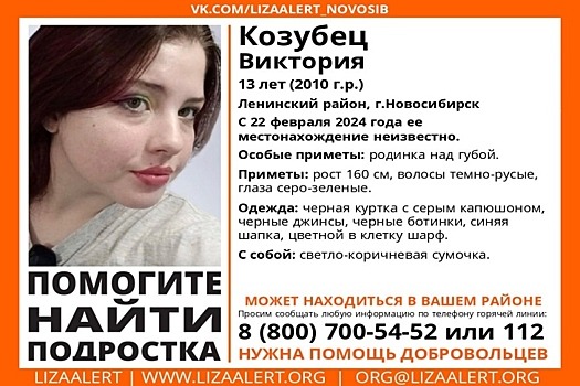 Школьницу с родинкой над губой шестой день ищут в Новосибирске