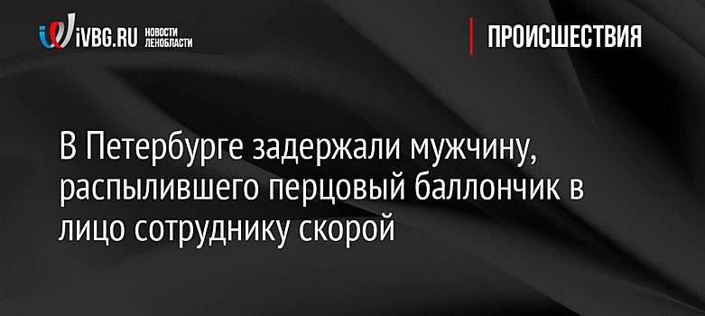 В Петербурге задержали мужчину, распылившего перцовый баллончик в лицо сотруднику скорой