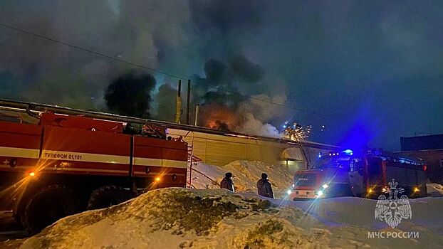 Мебельное производство спасли от огня пожарные Ижевска