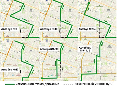 Автобусы, троллейбусы и трамваи пойдут по измененной схеме из-за перекрытия проспекта Ленина в Кемерове