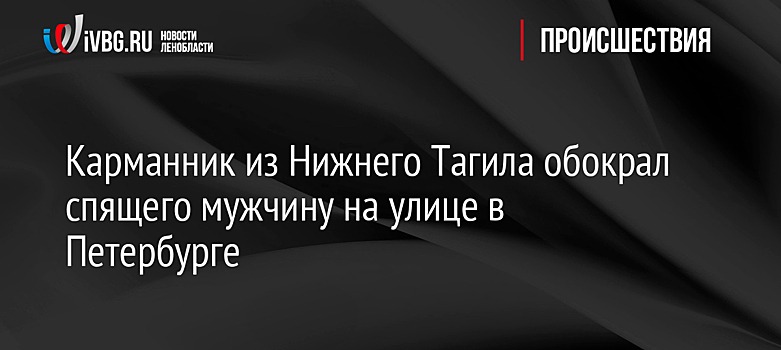 Карманник из Нижнего Тагила обокрал спящего мужчину на улице в Петербурге