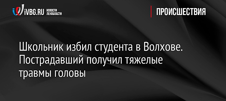 Школьник избил студента в Волхове. Пострадавший получил тяжелые травмы головы