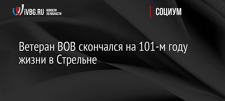 Ветеран ВОВ скончался на 101-м году жизни в Стрельне