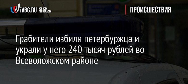 Грабители избили петербуржца и украли у него 240 тысяч рублей во Всеволожском районе