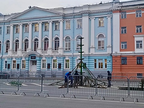 Новогоднюю ель начали собирать на главной площади Нижнего Новгорода