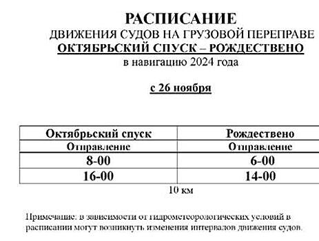 С 26 ноября изменится расписание грузовой переправы через Волгу в Самаре