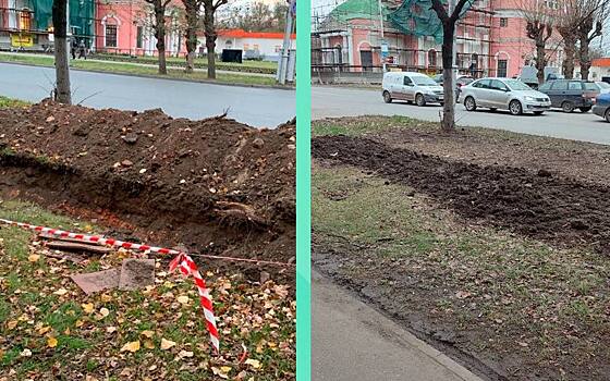 В Рязани засыпали опасную для пешеходов траншею