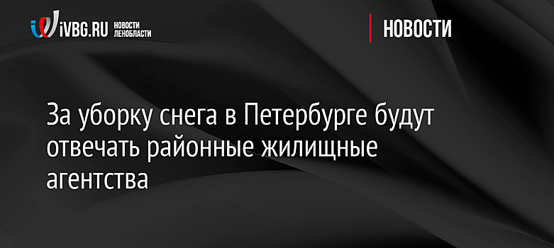 За уборку снега в Петербурге будут отвечать районные жилищные агентства