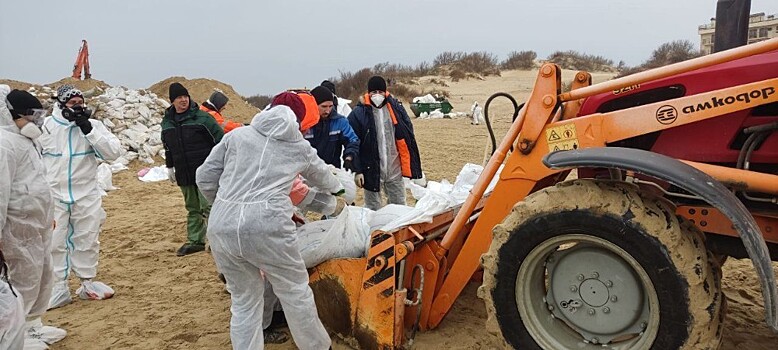 С пляжей Севастополя за два дня вывезли более 111 тонн грунта с мазутом